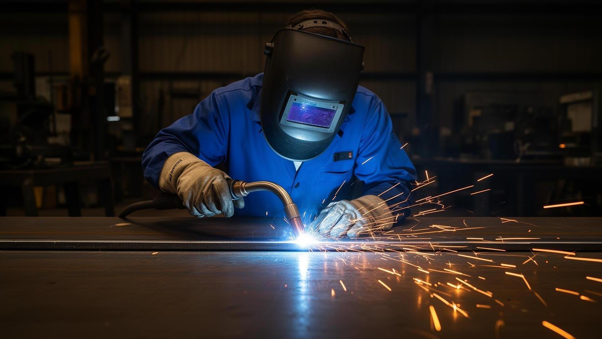 Soldador profesional trabajando